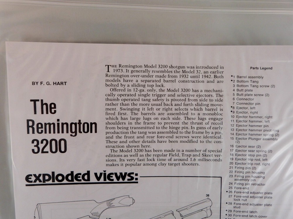 REMINGTON MODEL 3200 SHOTGUN BREAK DOWN INSTRUCTION KIT