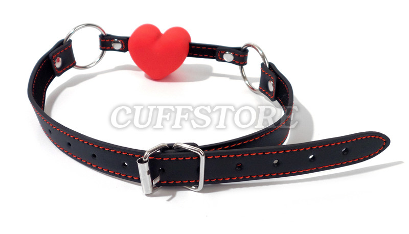 Red Heart Silicone Open Mouth Gag