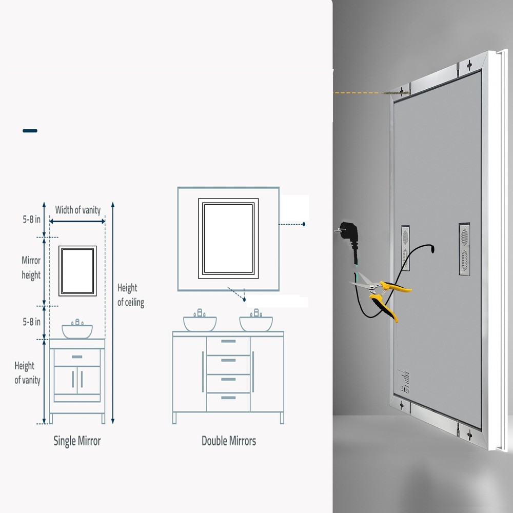 WISFOR Smart LED Lighted Bathroom Mirror with Bluetooth Speaker, Digital Display
