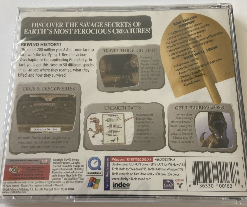 Factory Sealed Dinosaur Hunter Computer Software CD-ROM 1996 Windows 95/98/ME