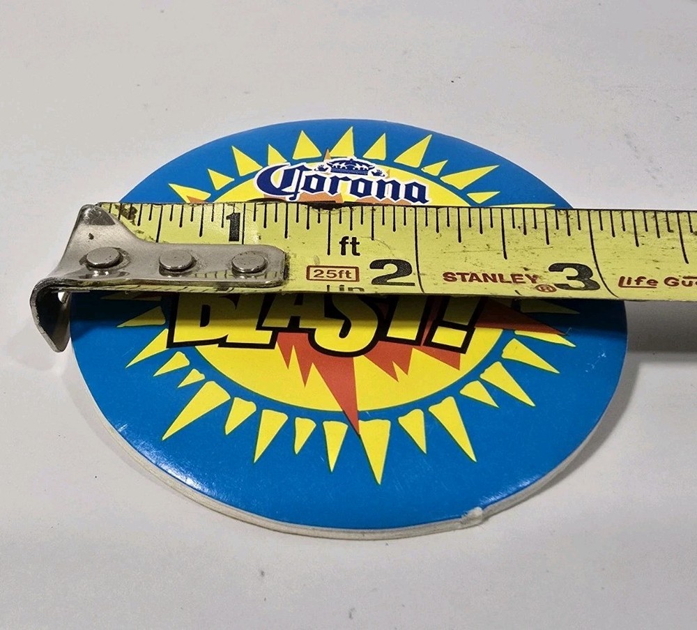 Corona Sand Blast Advertising Big Pinback Button 3" - One per Order