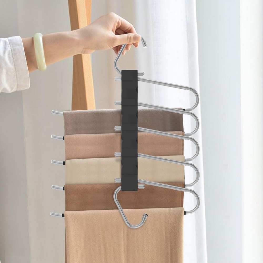 2 Pack Pants Hangers Space Saving Antislip Multifunctional Pants Rack Thickened