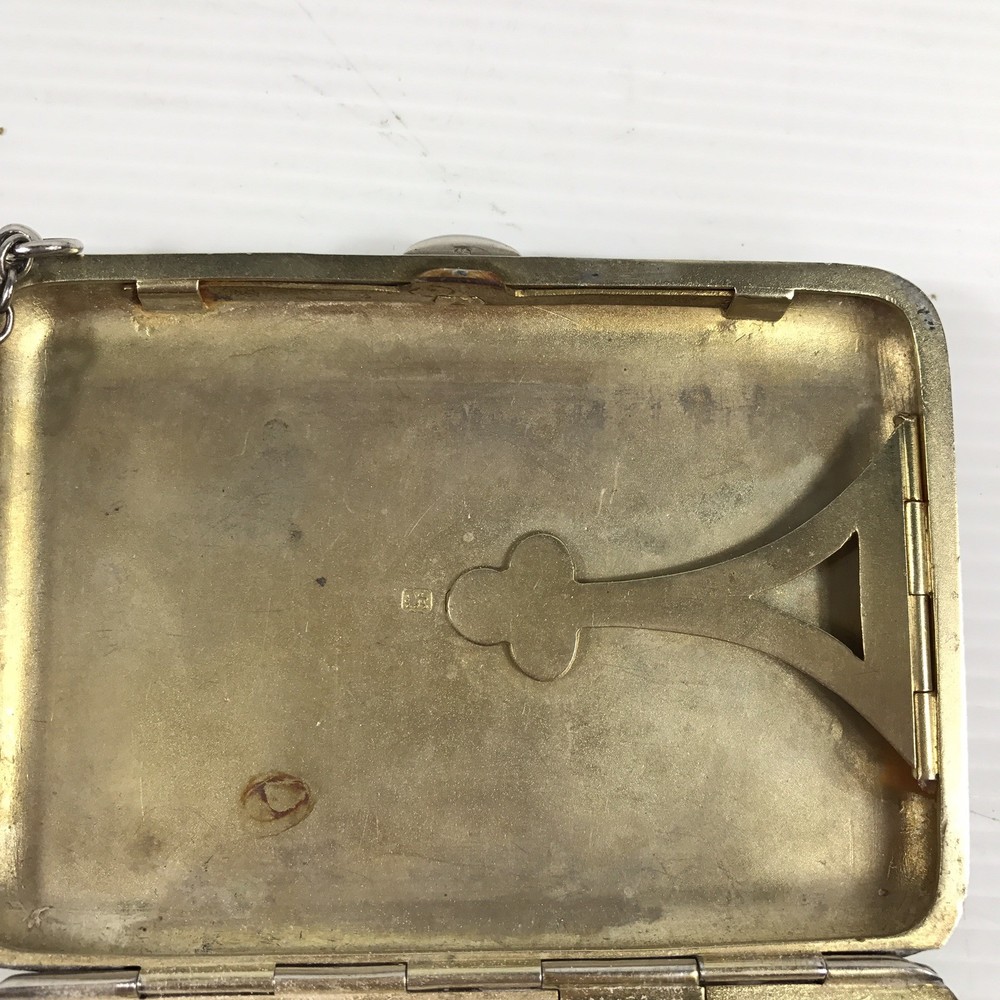 Antique Solid Silver Compact Combination Card Case Lipstick Purse D Bros