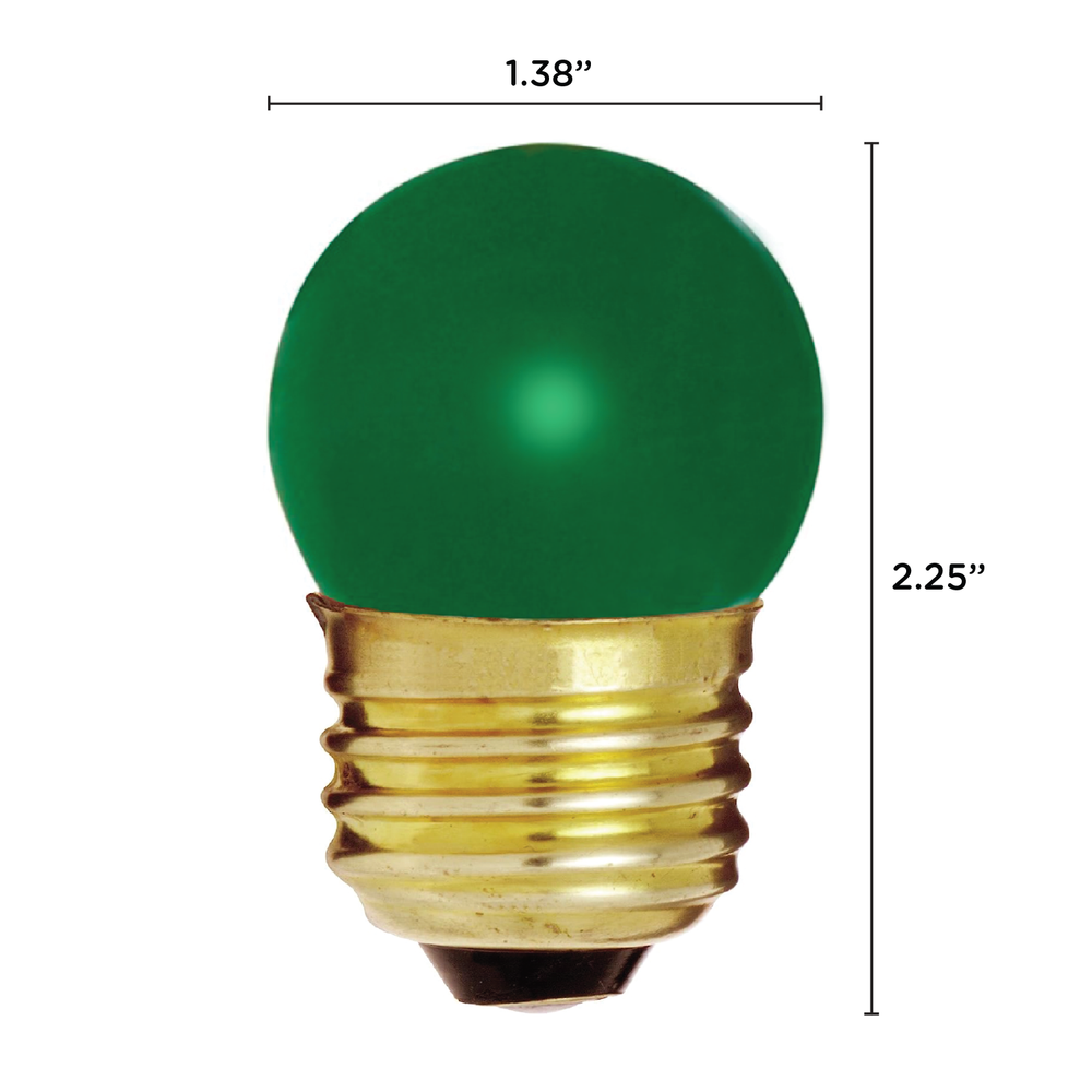 5 Pack S3609 CERAMIC GREEN Globe Indicator Bulb 7.5W 120V S11 Medium Base E26