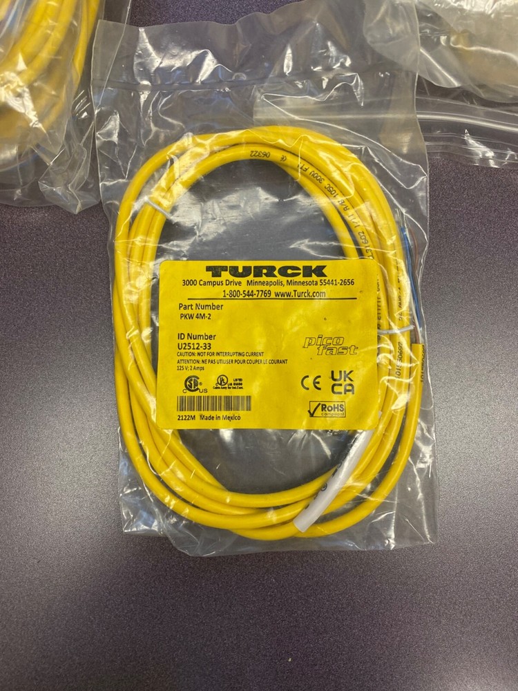 2 A. Cable diameter, Ø 4.39 mm. Cable jacket, PVC, Yellow.