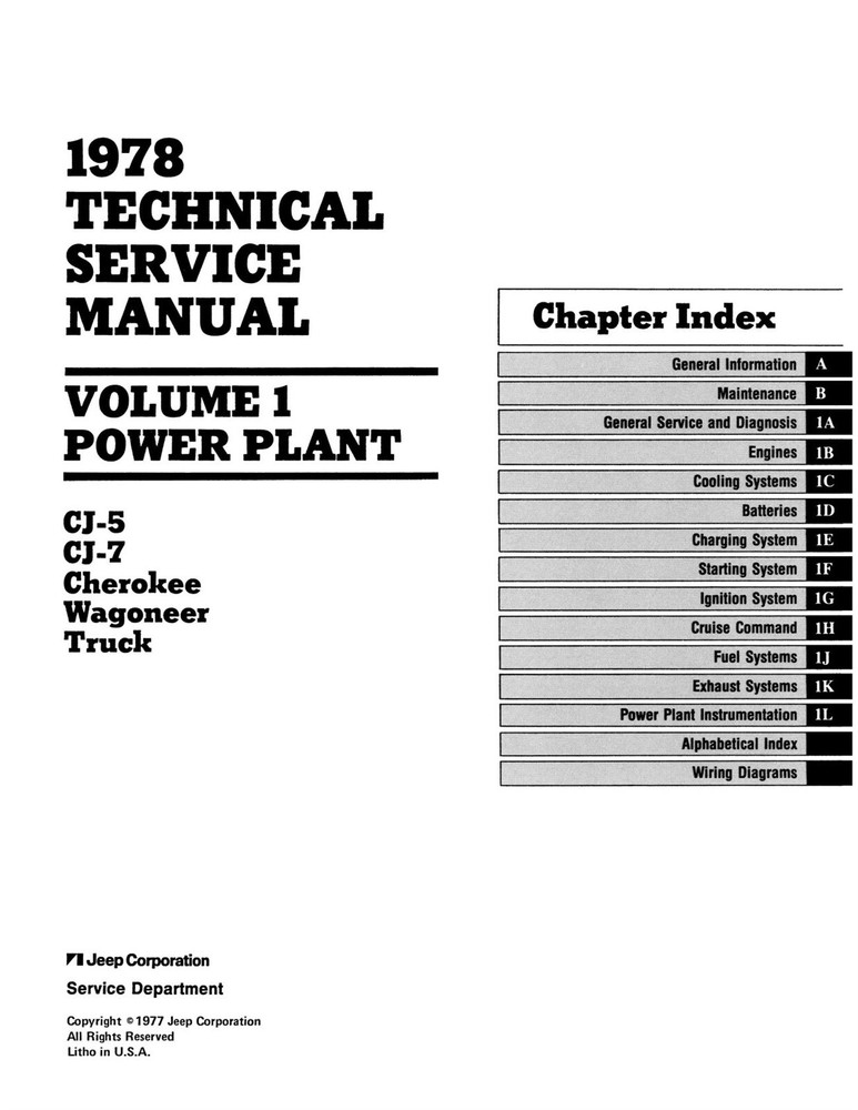 1978 Jeep Technical Service Manual (3 Volumes)