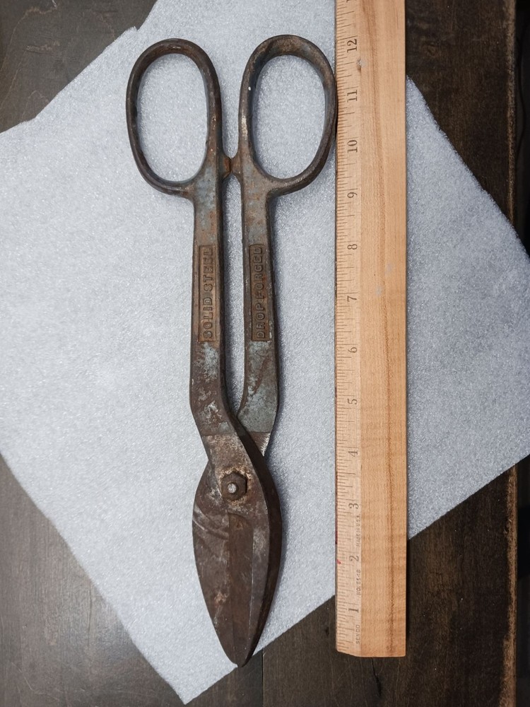 Vintage Solid Steel Shears Tin Snips 12"
