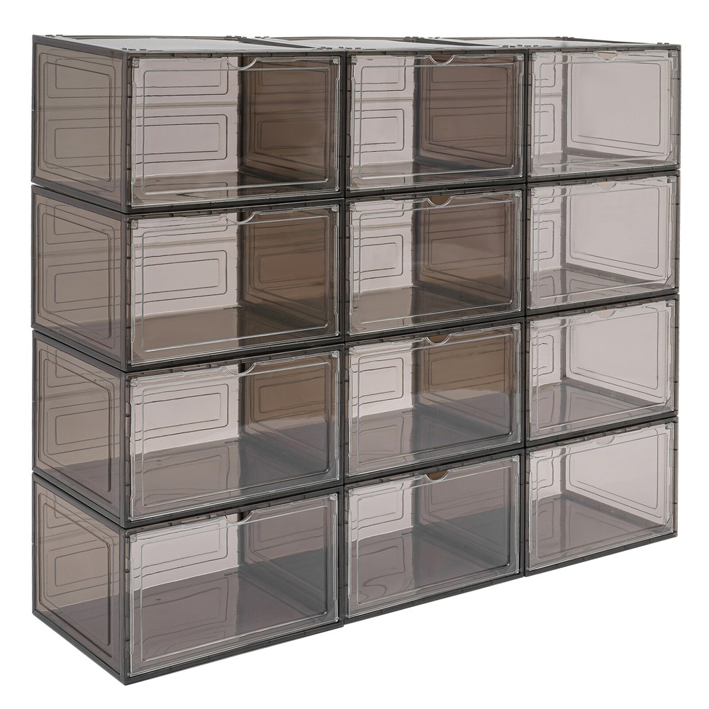 12Pcs Clear Acrylic Stackable Shoe Boxes for Premium Sneaker Display and Storage