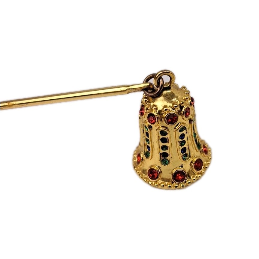 Gold Tone Candle Snuffer Bell Design Long Handle Candle Accessory