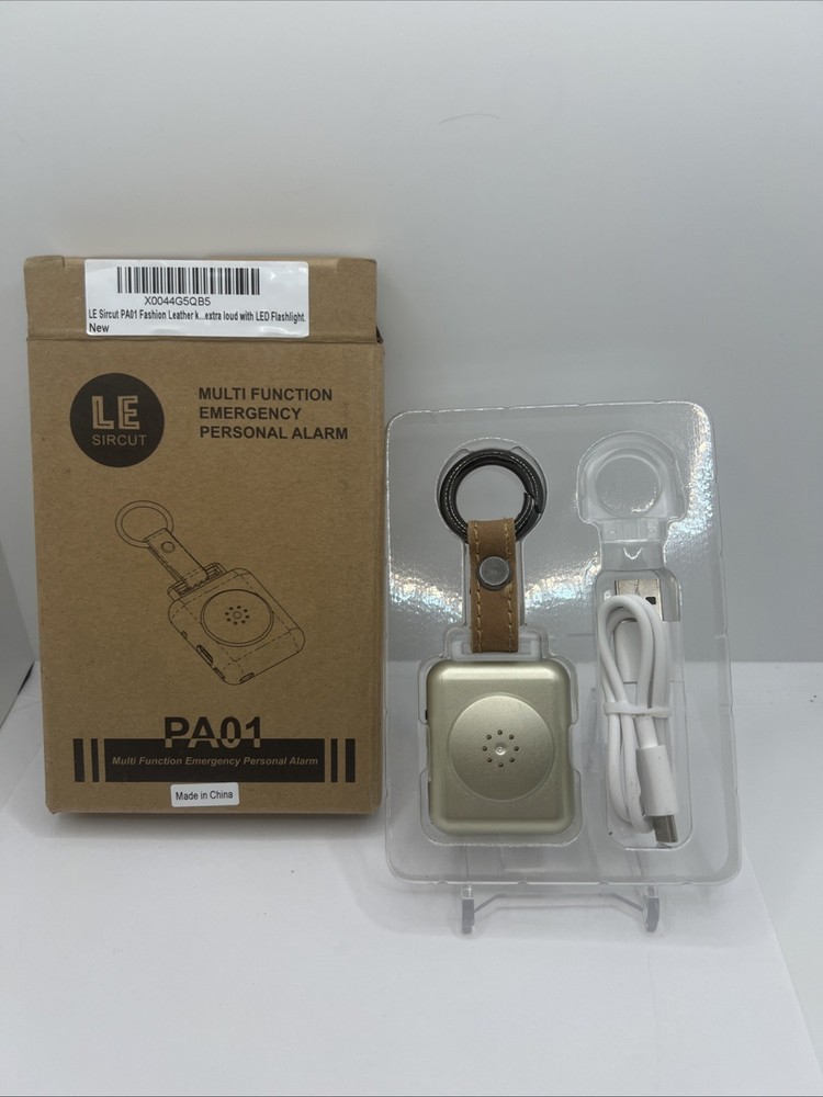 LE Sircut PA01 Multi Function Emergency Personal Alarm Gold Tone /LED Flashlight