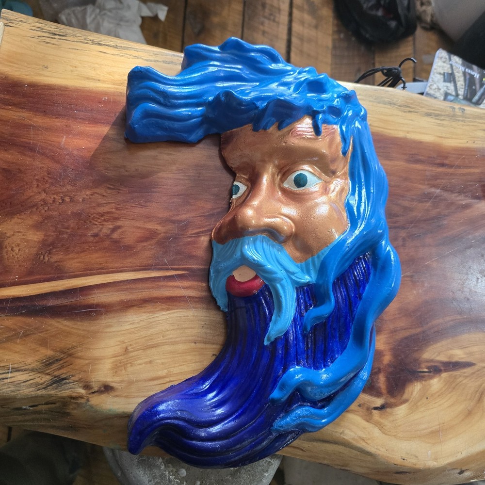 Hand Made And Hand Painted Moon Face Cement
