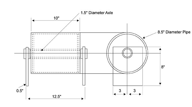 8" x 10" Assembled Ground Roller for Roll Off Containers