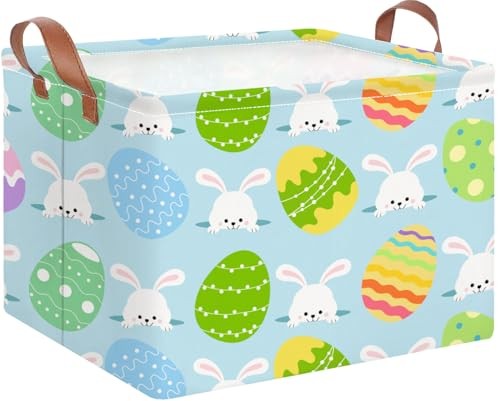 Rectangle Easter Gift Basket Empty with Handles for Easter Rabbit Basket