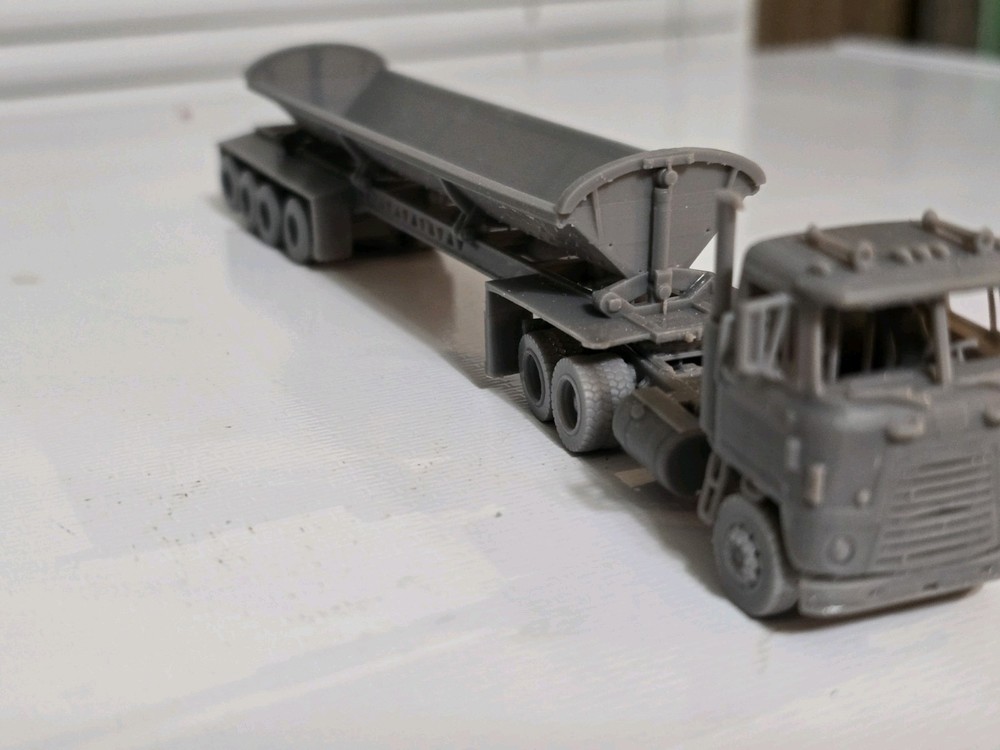 N Scale Side Dump 4 Axle Trailer Undecorated Kit 3d Printed