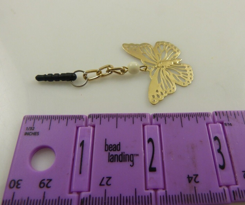 Butterfly cell phone fits Ipad charm ear cap dust plug