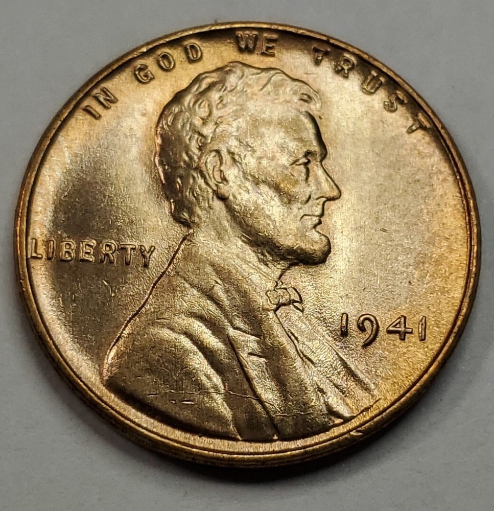 1941 P Uncirculated Die Crack Error Lincoln wheat Cent#31
