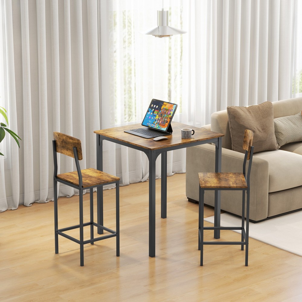 3 Piece Pub Table and Chairs, Small Kitchen Table and Chairs, Square Dining
