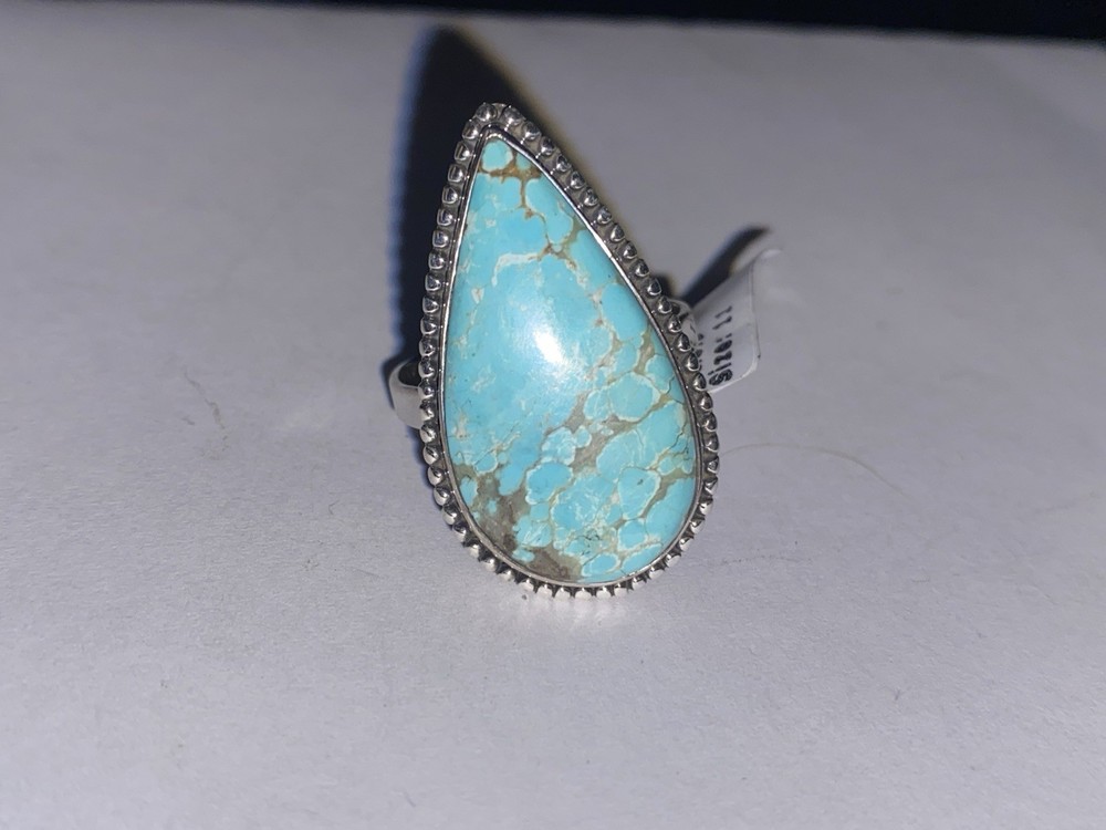 sterling silver stunning #8 turquoise ring size 11 adjustable new