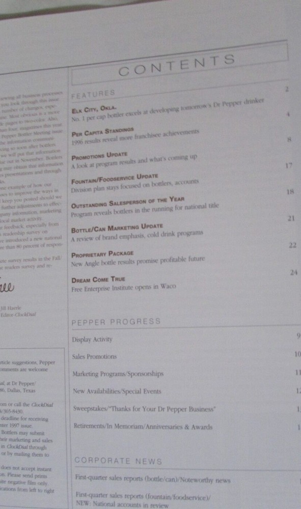 DR PEPPER CLOCK DIAL SUMMER 1997 MAGAZINE