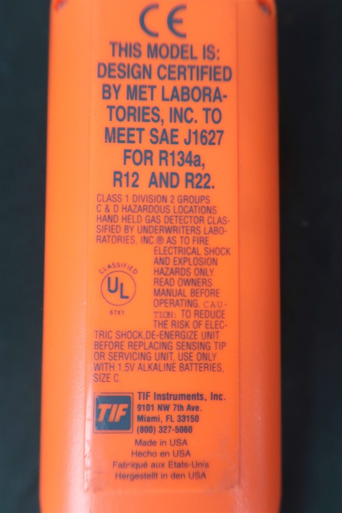 TIF TIFXP-1 Extra Halogen Hawk Portable Automatic Leak Detector Refrigerant