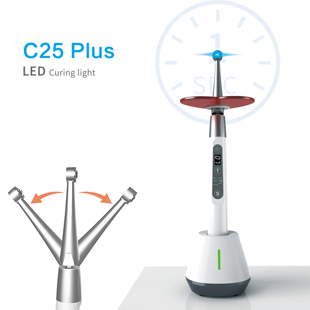 Dental Wireless 10W LED Curing Light 1 Second Curing Flexible Head C25 Plus USA