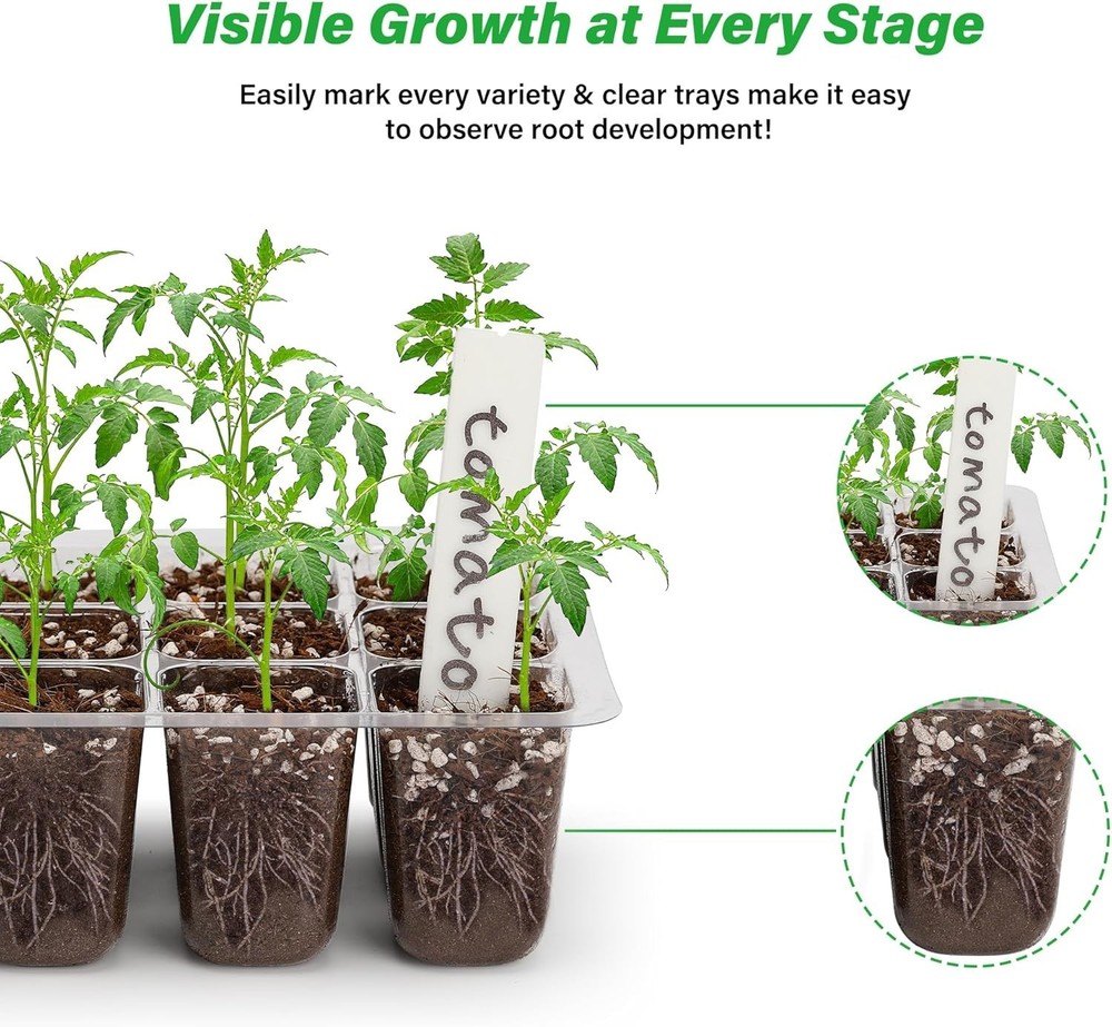 Versatile 5-Pack Seedling Trays with Adjustable Vents & Labeling for Seed Growth