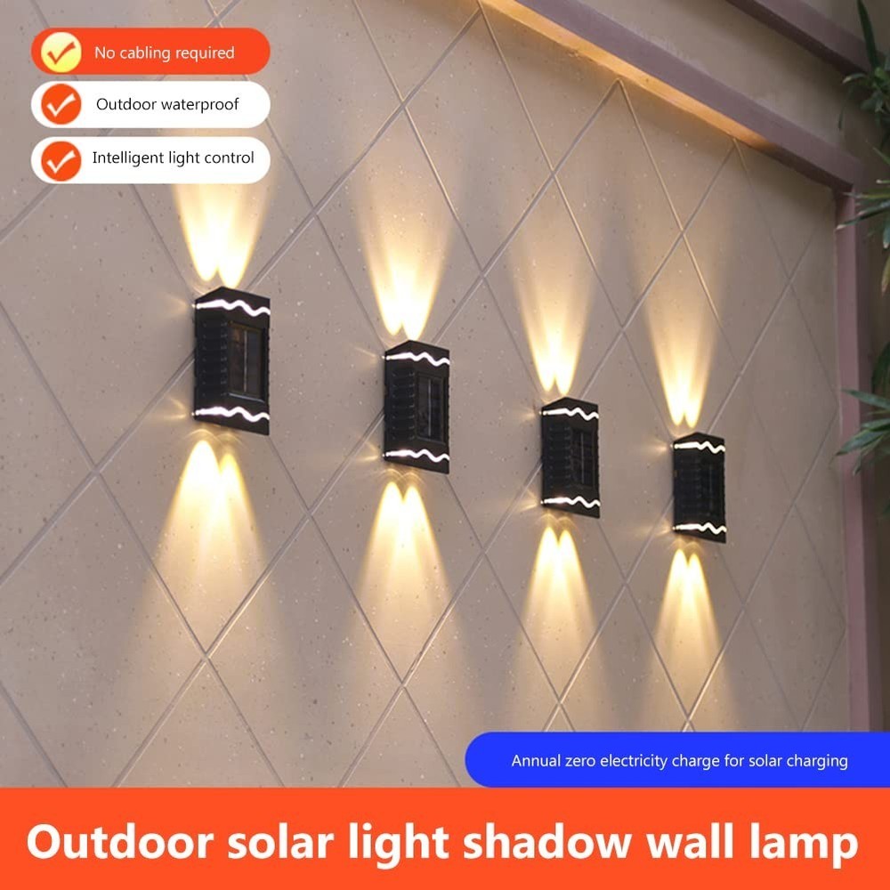 1-4 Pcs Outdoor Solar Wall Lights, Square Wireless Sensor, IP65 Waterproof