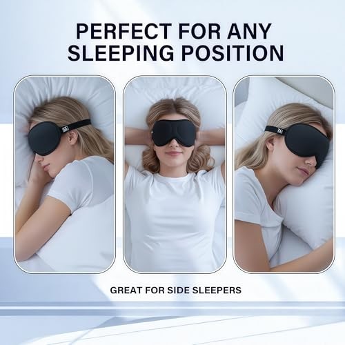Ultra-Thin 3D Sleep Mask – Precision-Fit Light-Blocking Eye Mask for Side Black