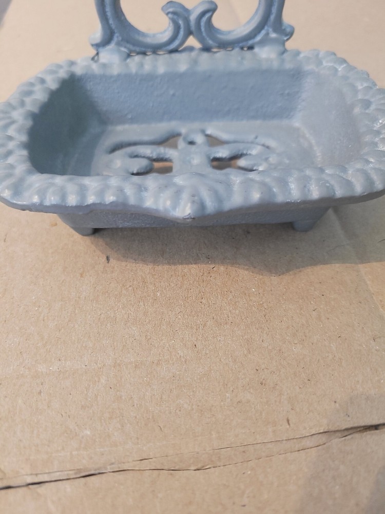 Vintage MCM Rustic Cast Iron Soap or Sponge Dish