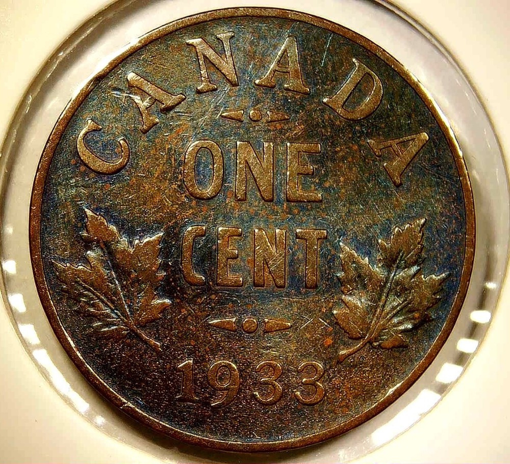 1933 Canada Small Cent King George V (Unique Toning)