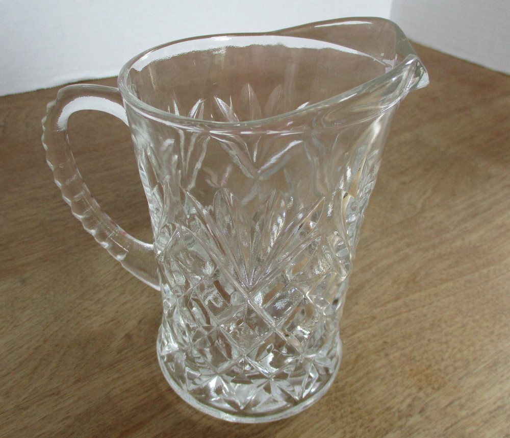 EAPC Anchor Hocking Clear Glass Pitcher Creamer 12 oz Capacity Pineapple Pattern