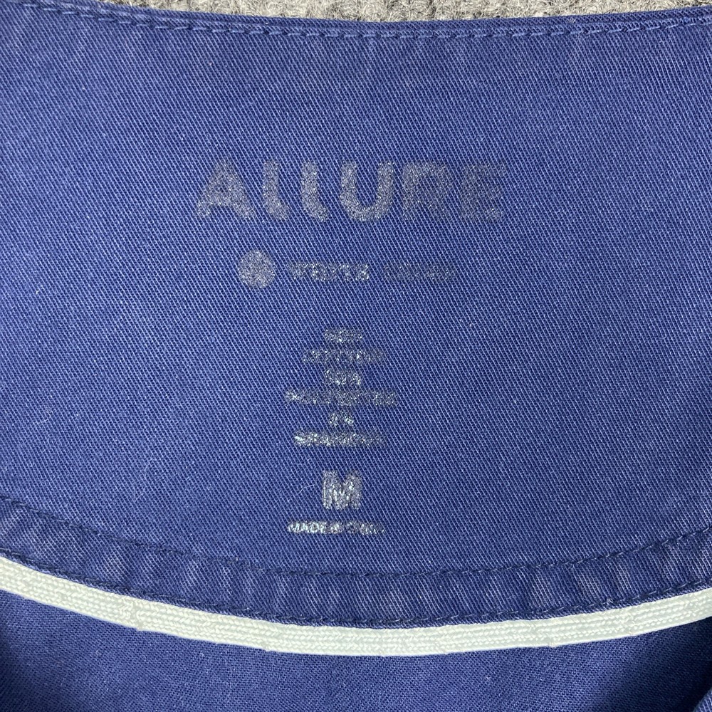 Allure Womens Size Medium Navy Blue Pockets V-Neck Scrub Top