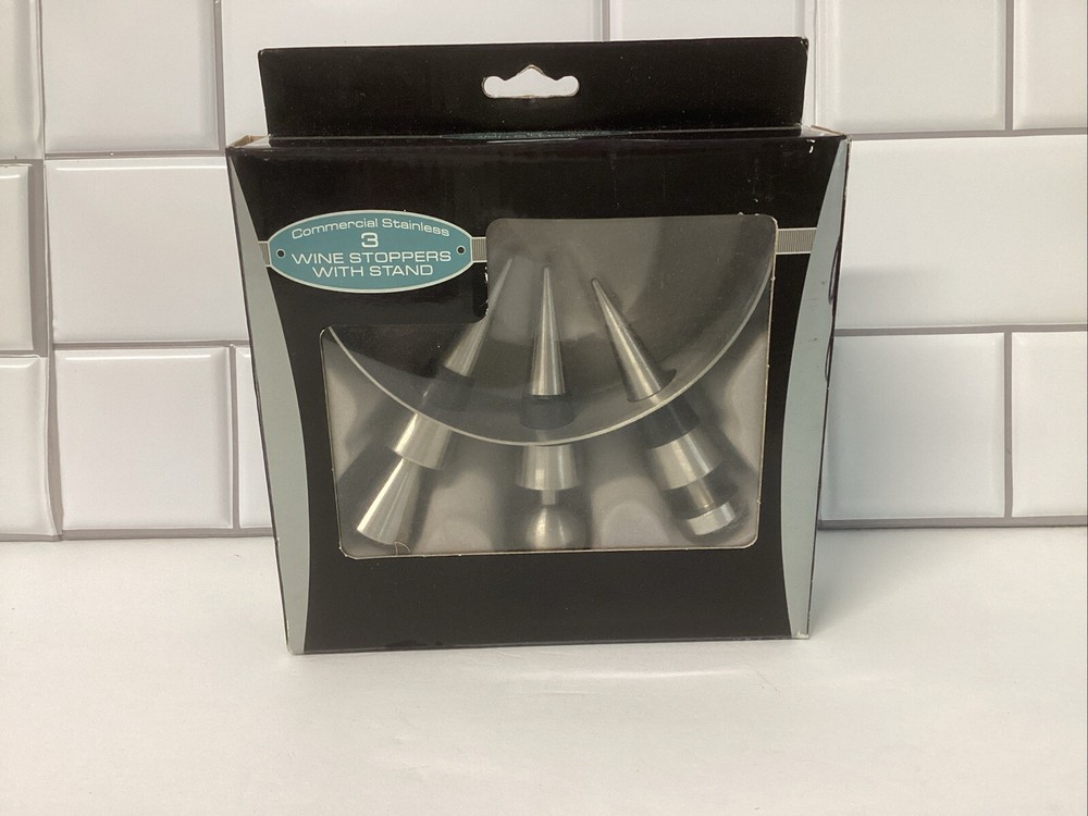 COMMERCIAL STAINLESS 3 WINE STOPPER WITH STAND