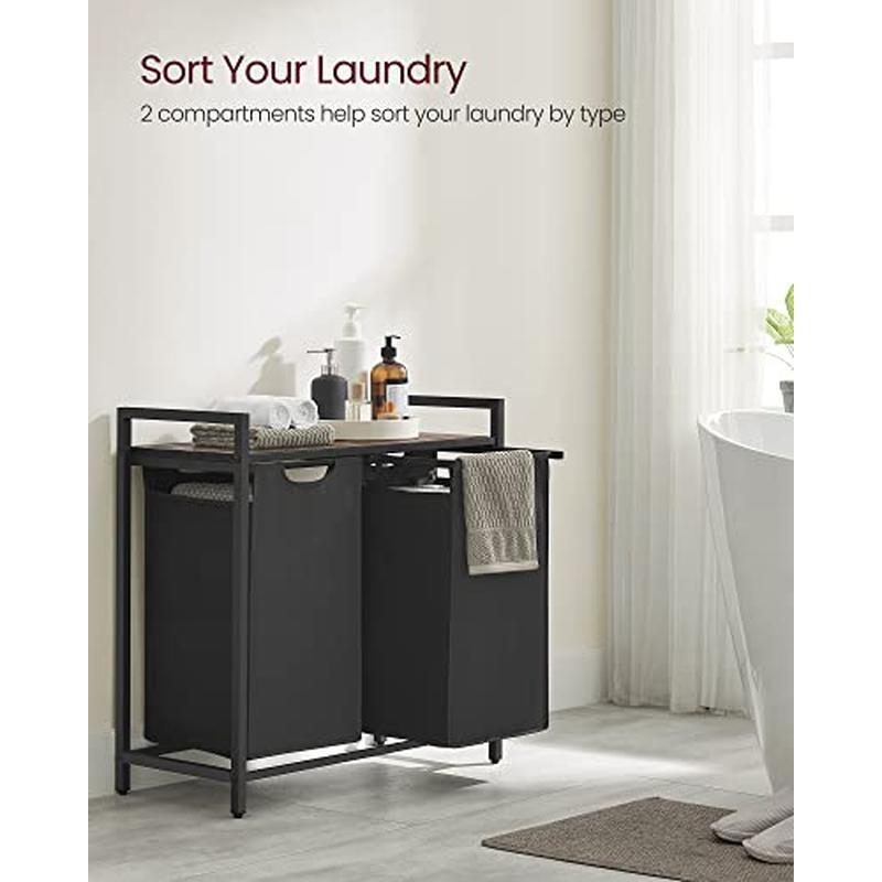 Laundry Hamper, Laundry Basket, Laundry Sorter with 2 Pull-Out and Removable Bag