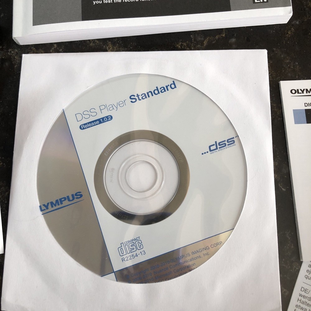 Olympus DS-2400 Digital Voice Recorder SD Card Case Instructions Tested Working