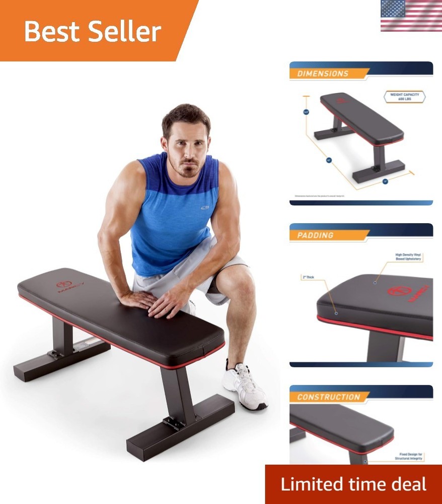 Space-Saving Low-Profile Weight Bench - 600 Lbs Max, Versatile for All Workouts