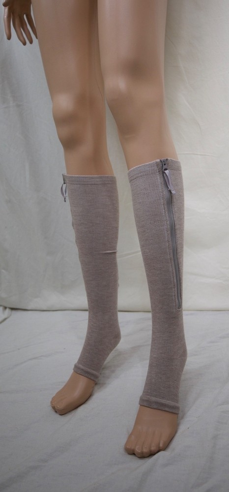 Open-Toe Compression Socks, side zippers, XS.