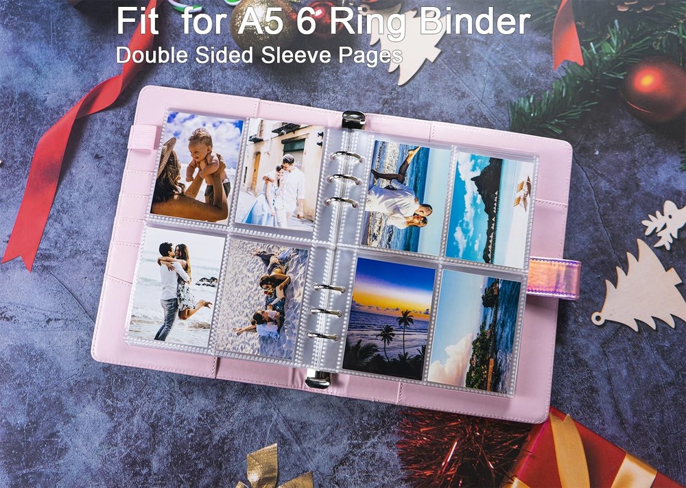 40 Pack 320 Pockets 6 Ring A5 Binder Transparent/Green