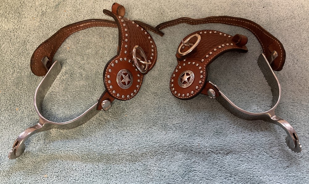 Vintage Tooled Leather Spurs Full Set NICE