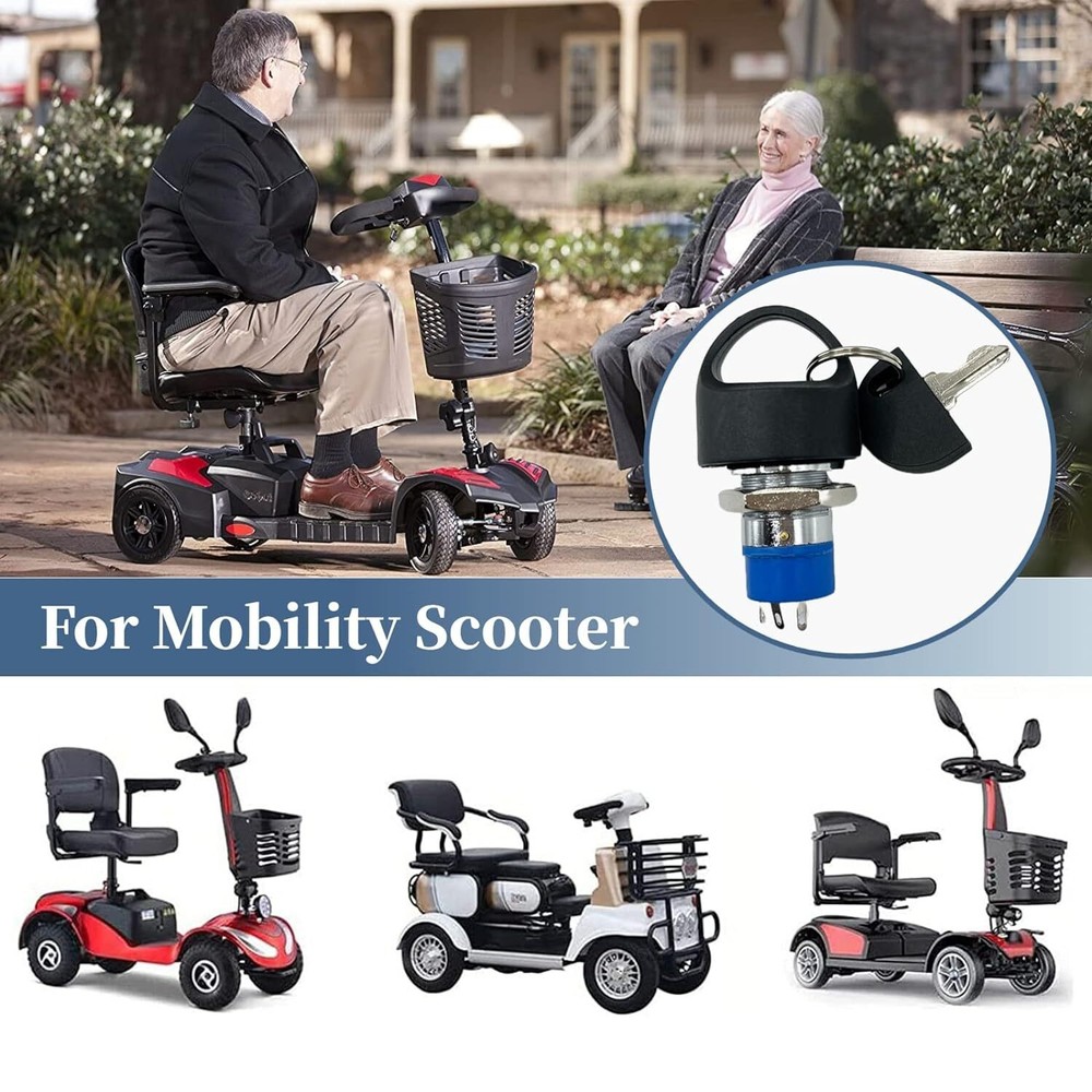 Mobility Scooter Ignition Switch for Pride with 2 Keys Replacement Lock