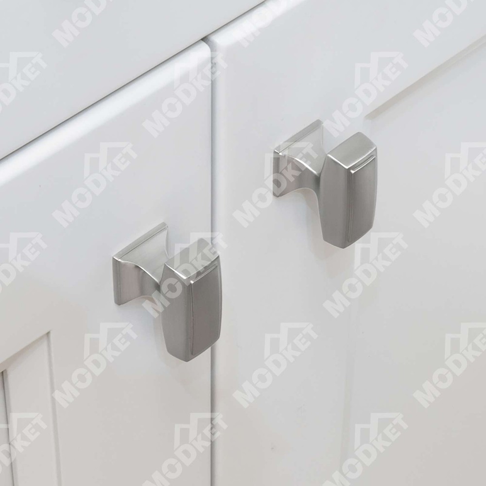 Solid Brushed Nickel Square Cabinet Pulls Knobs Handles Kitchen Bathroom Drawers