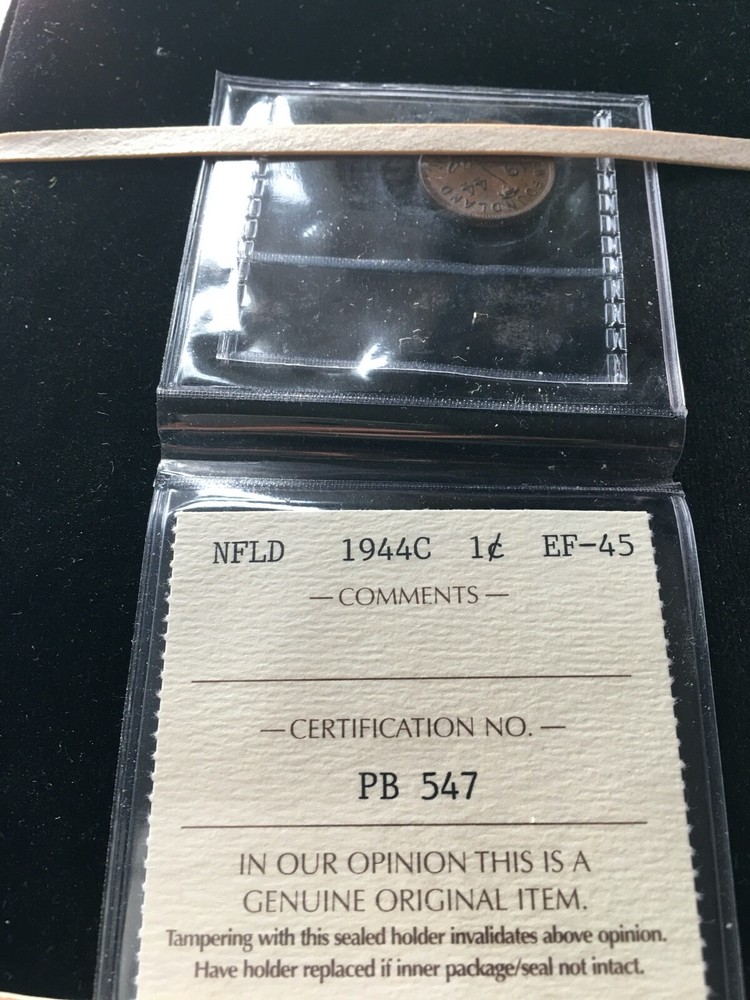 1944C ICCS Graded Newfoundland One Cent **EF-45**