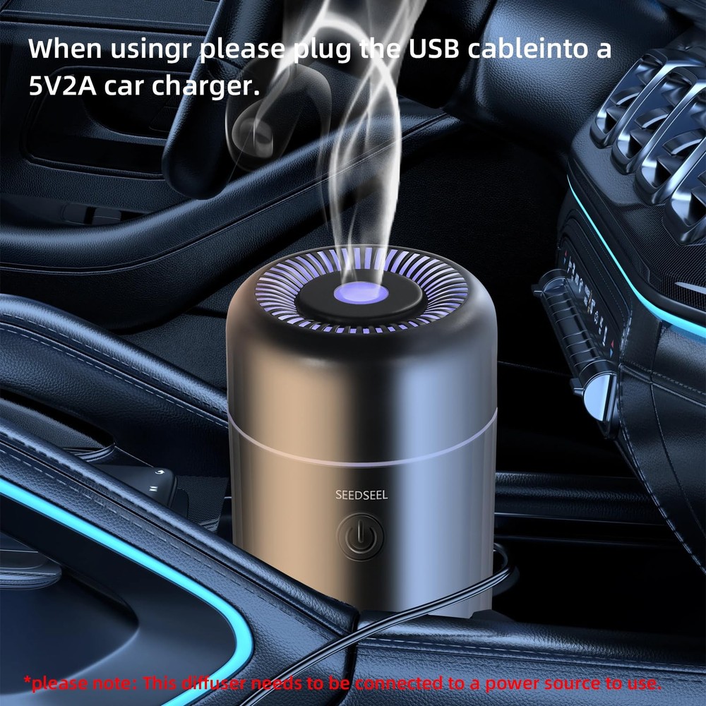 SEEDSEEL Car Aromatherapy Diffusers for Essential Oils，Mini USB Air Black-a