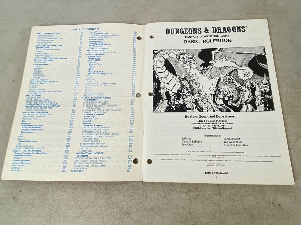 TSR Dungeons & Dragons Basic Rules 1980 Adventure Game Book 29E13
