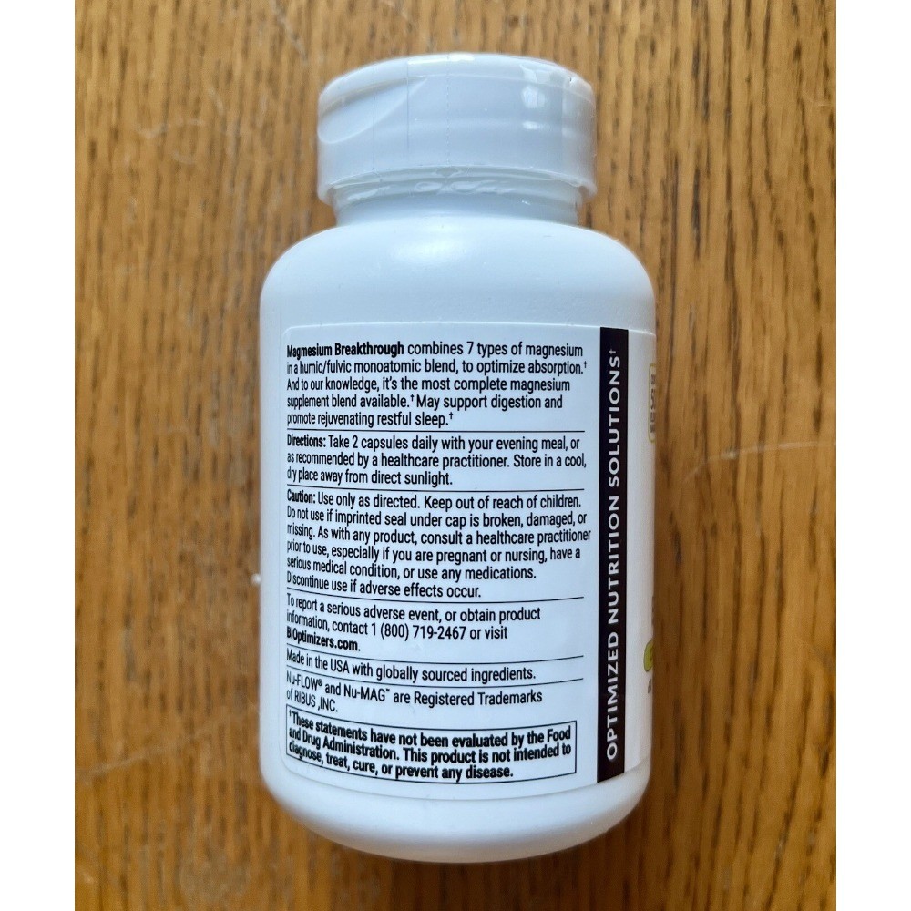 Bioptimizers Magnesium Breakthrough all 7 essential forms, 60 capsules - 2 pack