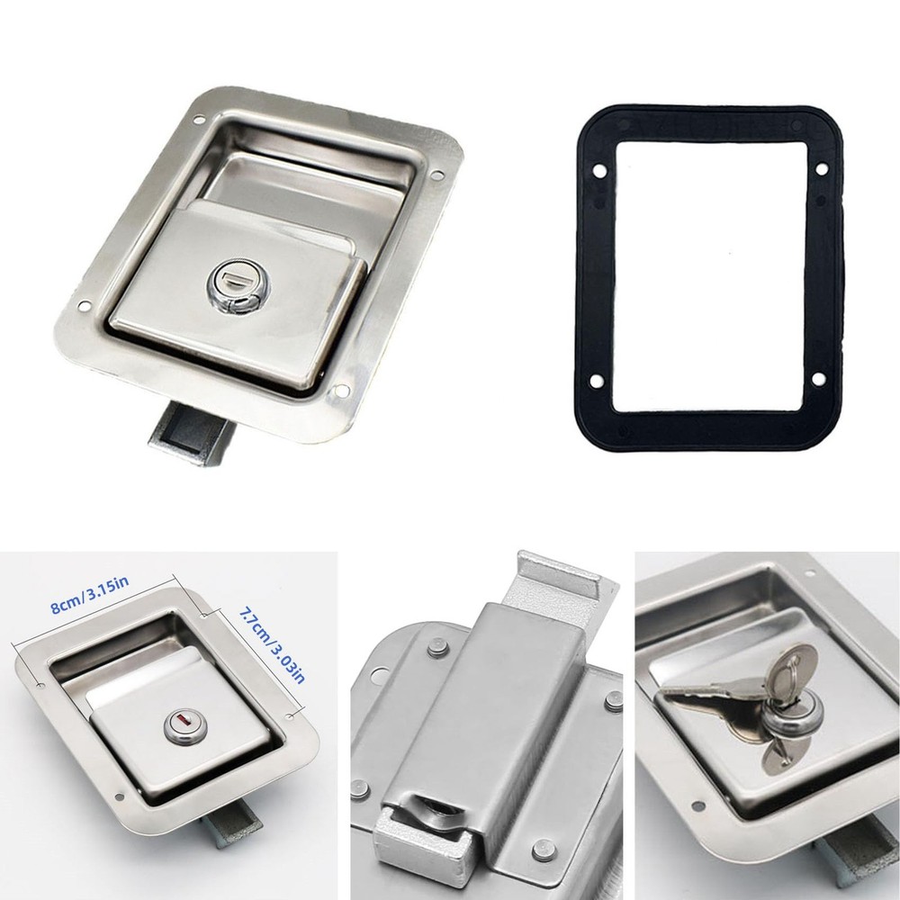 4 Pack Stainless Door Lock Heavy Duty Flush Mount Handle Latch for Silver