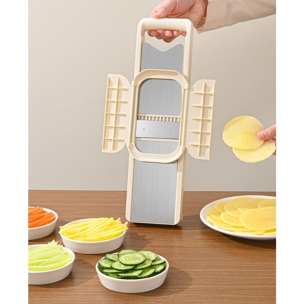 Stainless Steel Vegetable Processor with 5 Replaceable Blades for Kitchen Use