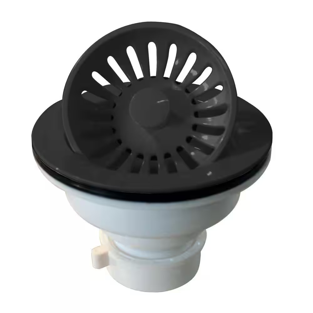 3-1/4 In. Push/Pull Basket Strainer in Powder Coat Black