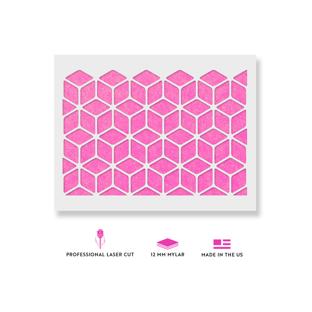 Hexagon Illusion Pattern Wall Stencil - Large, Reusable Wall Pattern Stencil