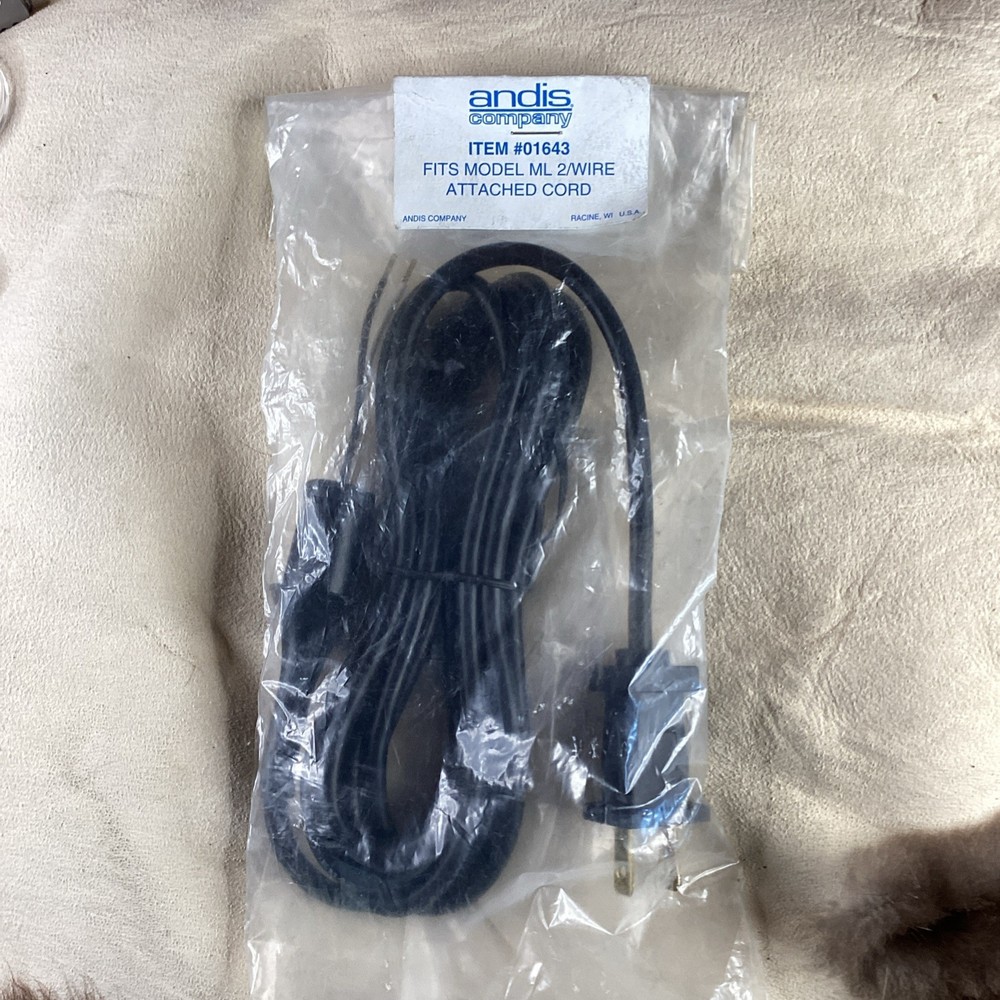 Andis Replacement Cord 01643 Black Fits ML 2WIRE Clippers Two Wire Attached Part